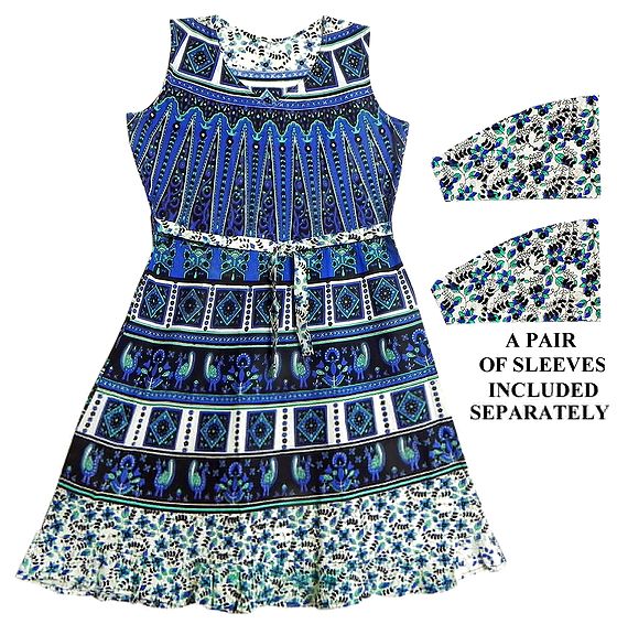 Green - Block Print Cotton Tiered Sanganeri Dress 02