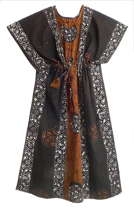 Black - Hand Block Batik Print Cotton Medium Kaftan 41