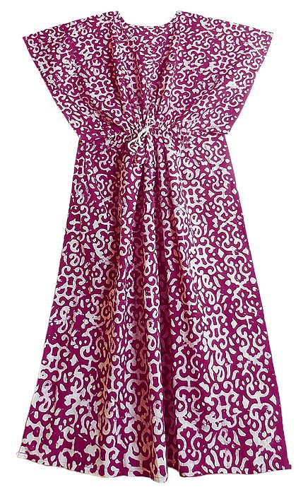 Blue - Hand Block Batik Print Cotton Short Kaftan 18