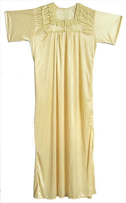 Satin Silk Light Yellow Night Gown