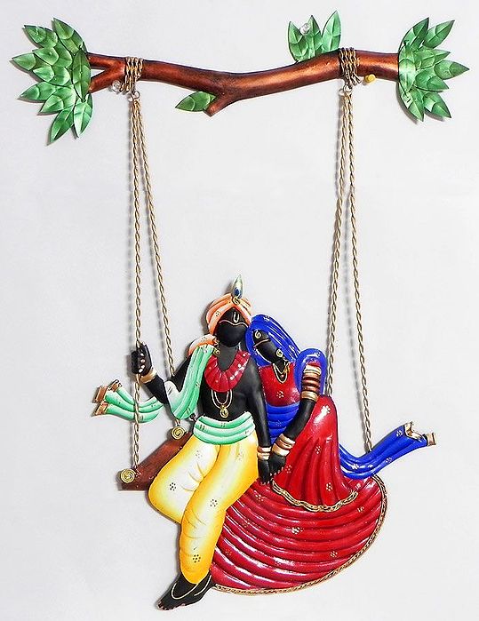 Radha Krishna on a Swing Wall Hanging