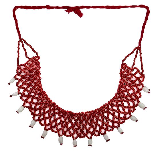 Red with White Bead Necklace