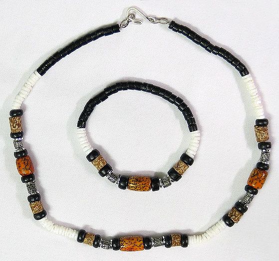 Beaded Stretch Necklace and Bracelet
