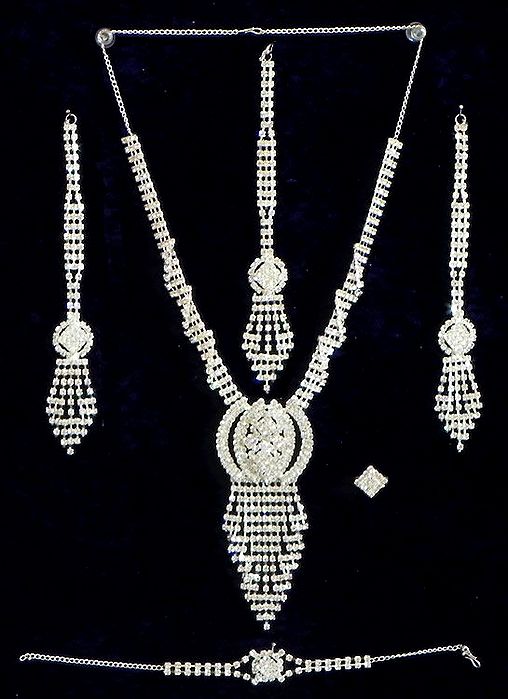 White Crystal Necklace Set