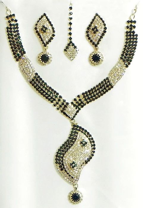 Gold Plated Traditional Stone Studded special Necklace With Earrings Set for Women