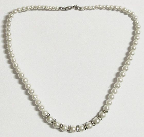 White Bead and Stone Studded Necklace