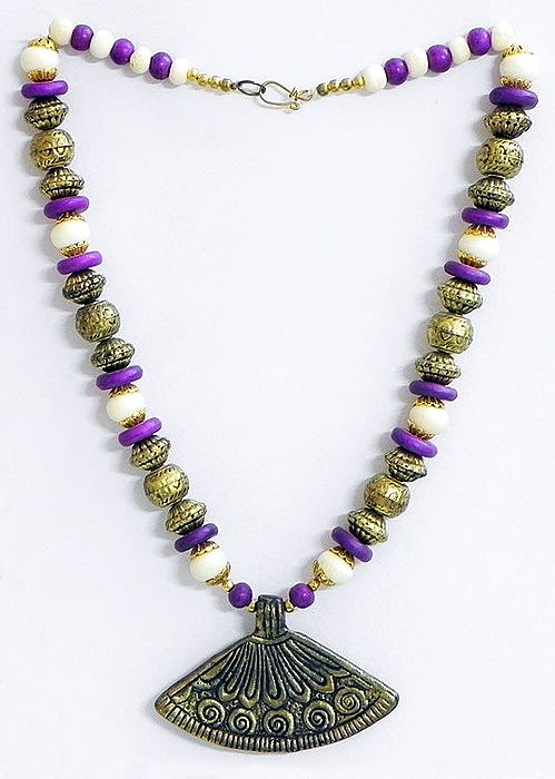 Crystal and Tibetan bead pearl necklace main image 0