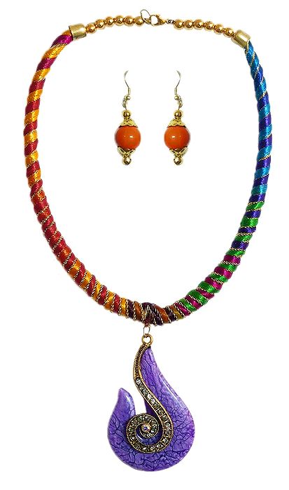 Multicolor - Ethnic Tribal Tibetan Beadwork Necklace from Himalayas
