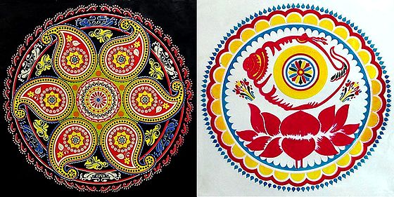 Colorful rangoli print on transparent sheet