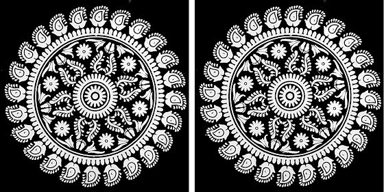 Set of two white ritual print on transparent sheet