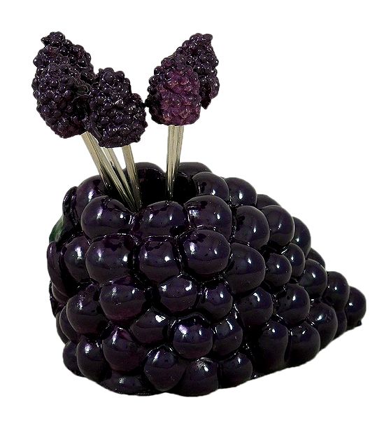 Black Grape Stand with Six Forks Resin Sculpture