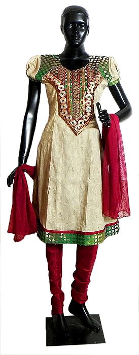 Cadminm Orang Kurta Art Silk Chudidaar