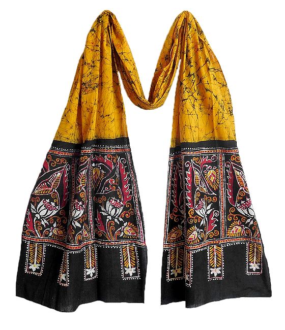 Dark Yelllow Cotton Batik Scarf