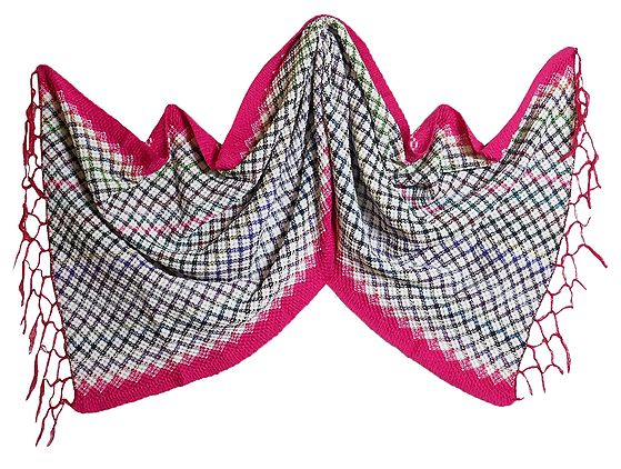 Color Cascade Acrylic Woolen Stole- Pink