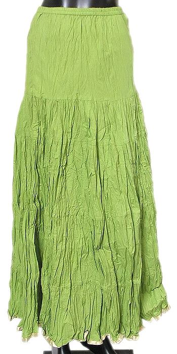 Light Green Crushed Skirt with Zari Border