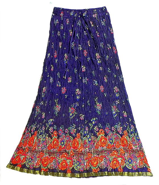 Purple - Sanganeri Block Print Cotton Long Skirt 18