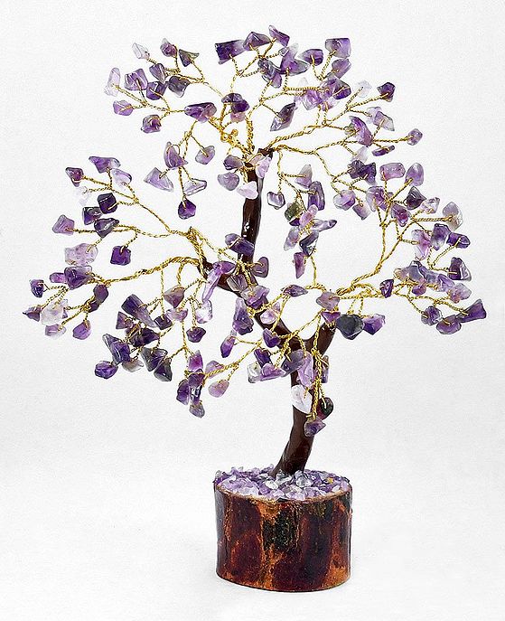 160 Amethyst Stone Chips Wire Tree