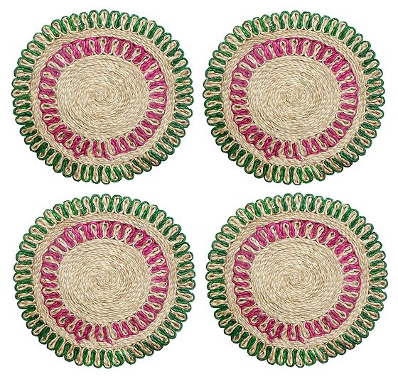 Four Hand Woven Round Jute Table Mats Dia 12 inches