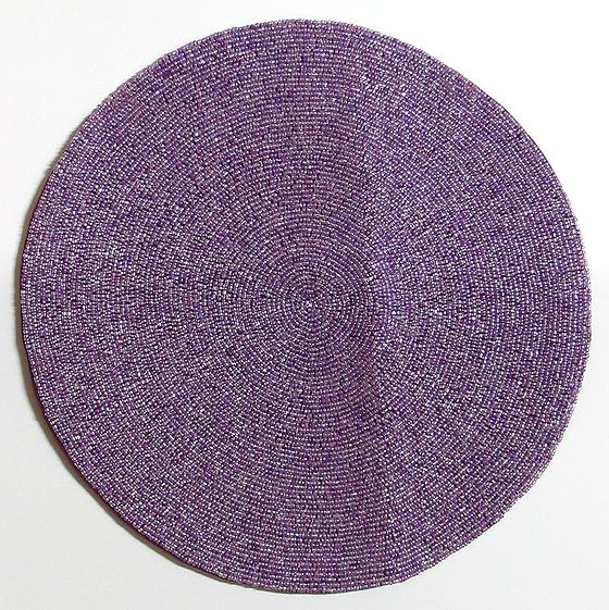 Plain Mauve Beaded Round Centre Table Mat