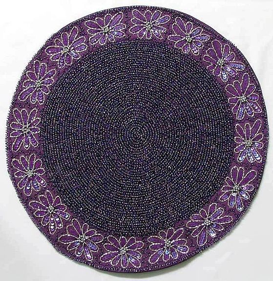 Purple Beaded Centre Table Mat