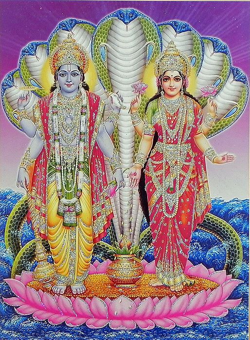 Vishnu And Lakshmi GlitterPoster 18 X 13 75 Inches Unframed