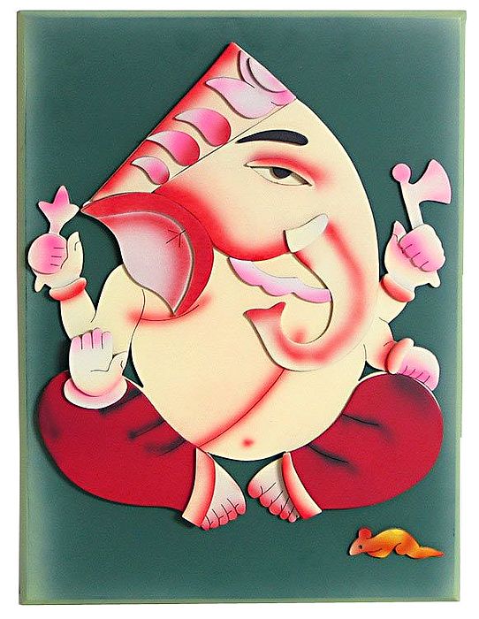 Lord Ganesha Wood Wall Hanging
