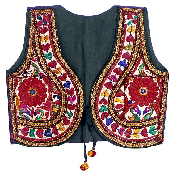 Sleeveless Ladies Jacket - Gujrati Embroidery - Size M