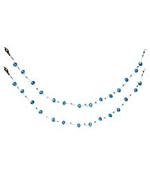 Pair of Cyan Blue Crystal Bead Anklet