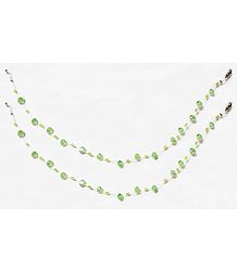 Pair of Green Crystal Bead Anklet