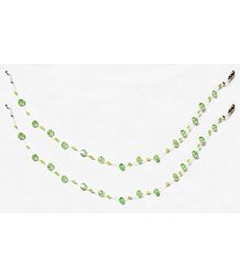 Pair of Green Crystal Bead Anklet