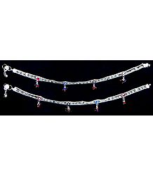 Pair of Metal Anklets with Colored Beads