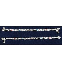 Pair of White Metal Chain Anklet