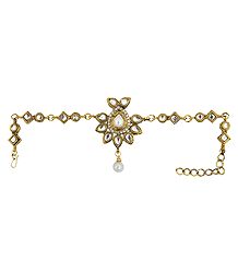 Faux Zirconia Studded Gold Polish Kundan Bajubandh (To wear on upper arm)