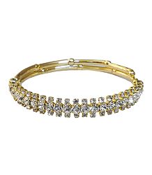 White Stone Studded Gold Polish Armlet (To Wear on Upper Arm)