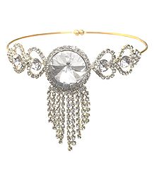 White Stone Studded Gold Polish Armlet (To Wear on Upper Arm)