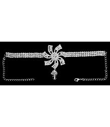 White Stone Studded Silver Polish Armlet (To wear on upper arm)