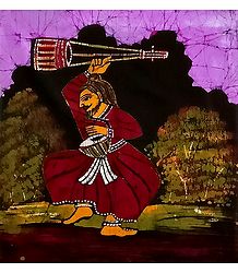 Baul Singer - Batik Painting on Cloth - Unframed