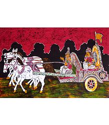 Krishna Preaching the Gita to Arjuna During the Battle of Kurukshetra