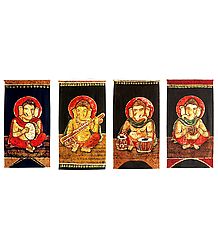 Musician Ganesha - (Set of Four)