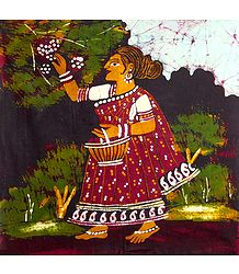 Woman Plucking Flower