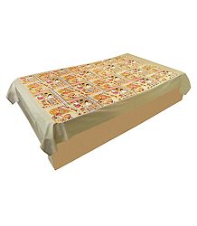 Teddy Bear Print on Colorful Cotton Single Bedspread