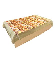 Teddy Bear Print on Colorful Cotton Single Bedspread