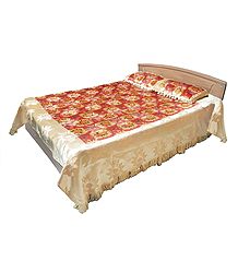 Glazed Cotton Double Bedspread with 2 Pillow Covers