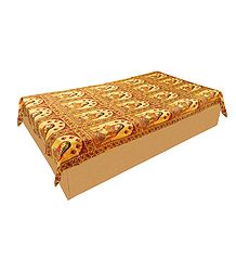 Rajput Princess Print on Yellow Cotton Single Bedspread