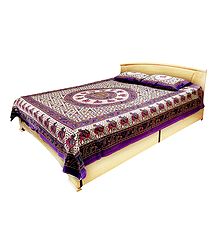 Multicolor Cotton Double Bedspread with 2 Pillow Covers