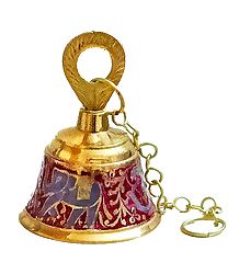 Meenakari Hanging Brass Bell with Chain