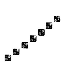7 Black Square Bindis with White Stone