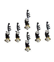 6 Long Bindis with White Stone