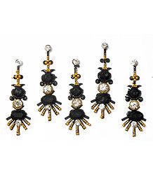 Black Stone Studded Long Bindis