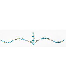 Light Cyan Blue and White Stone Studded Bridal Bindi